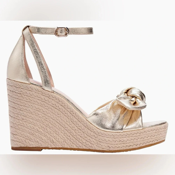 kate spade New York Wedge Sandals Sz. 9.5 Pale Gold - Picture 3 of 11
